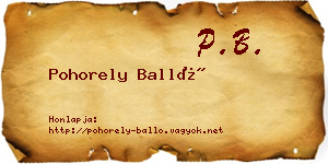 Pohorely Balló névjegykártya
